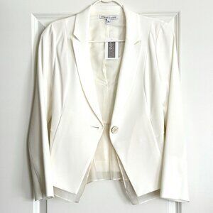NWT DEREK LAM 10 CROSBY x INTERMIX White Crepe Peplum Blazer Size 4